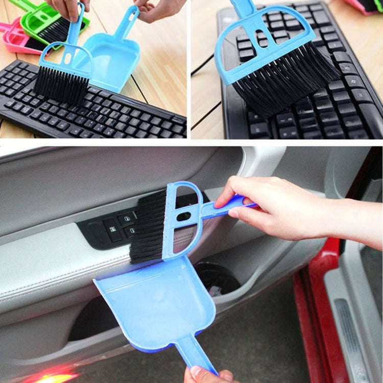 Mini Desktop Car Keyboard Sweep Cleaning Brush Small Broom Dustpan Set, 1  Set (Blue)