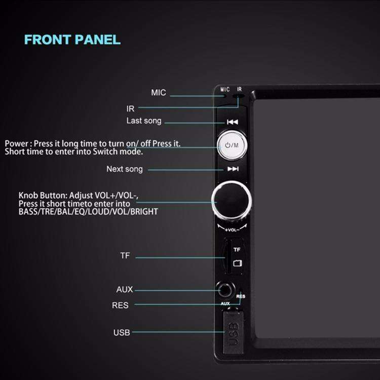 7010B HD 2 Din 7 inch Car Bluetooth Radio Receiver MP5 Player, Support FM & USB & TF Card, 7010B