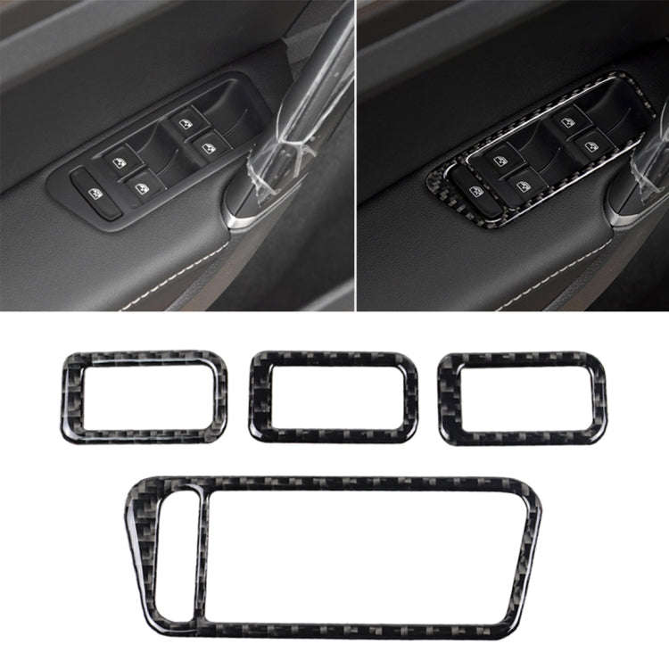 Car Carbon Fiber Window Lift Panel Decorative Sticker for Volkswagen Golf 7 2013-2017, Left Drive...