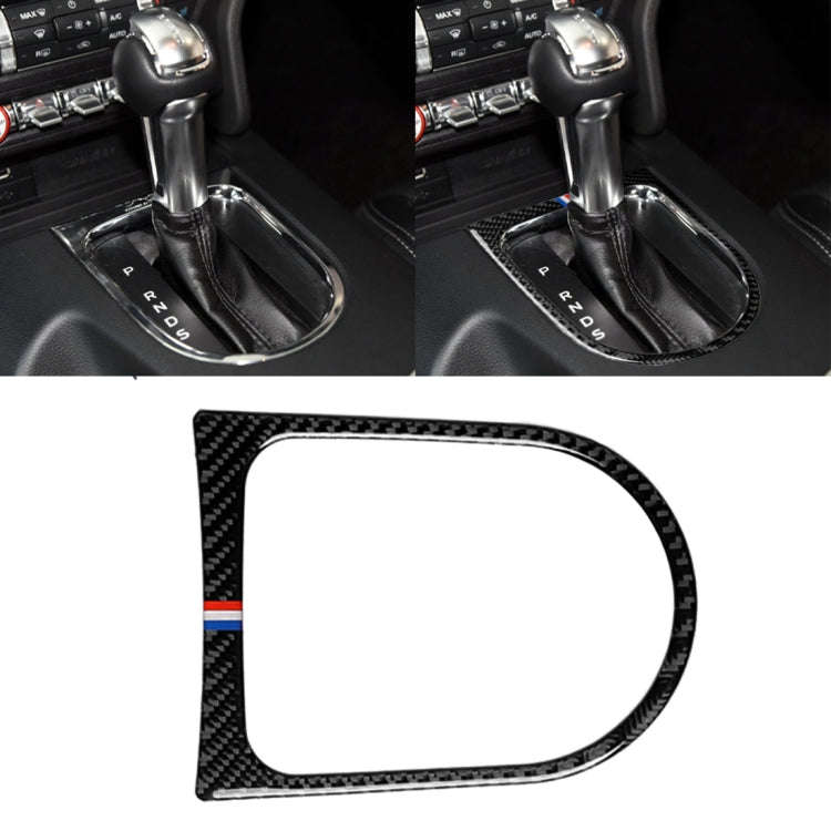 Car USA Color Carbon Fiber Shift Frame Decorative Sticker for Ford Mustang 2015-2017, Shift Frame