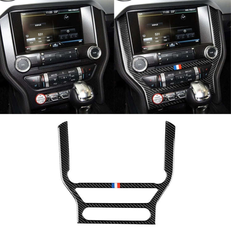 Car USA Color Carbon Fiber CD Panel Decorative Sticker for Ford Mustang 2015-2017, CD Panel