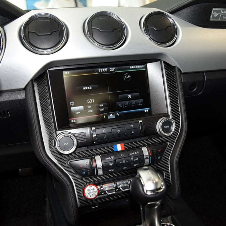 Car USA Color Carbon Fiber CD Panel Decorative Sticker for Ford Mustang 2015-2017, CD Panel