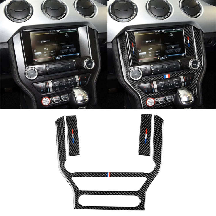 Car USA Color Carbon Fiber Central Control Panel Decorative Sticker for Ford Mustang 2015-2017, C...