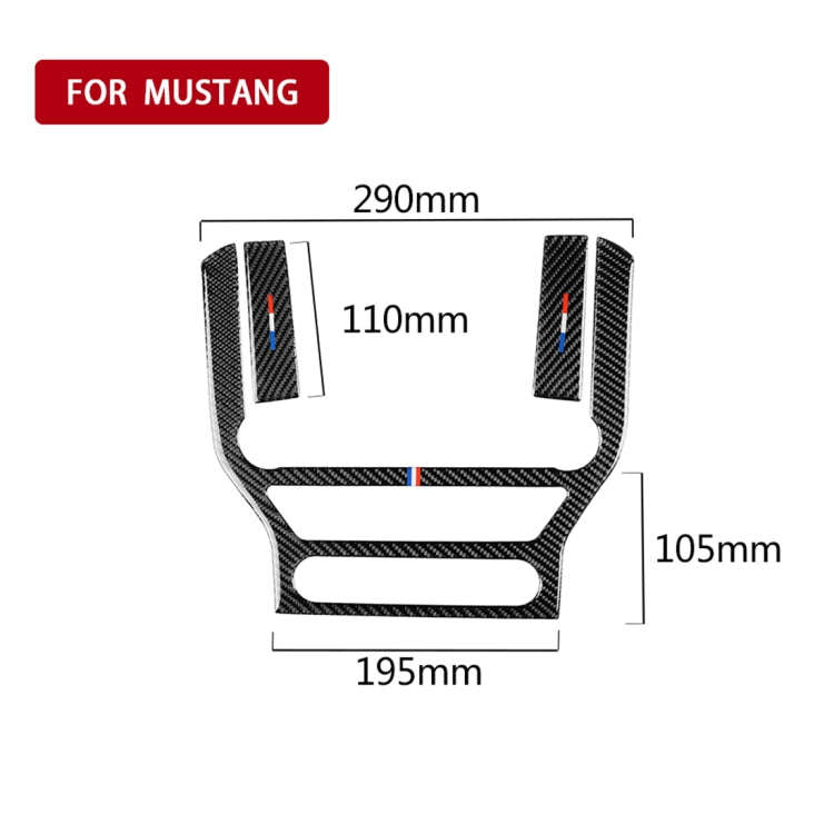 Car USA Color Carbon Fiber Central Control Panel Decorative Sticker for Ford Mustang 2015-2017, C...