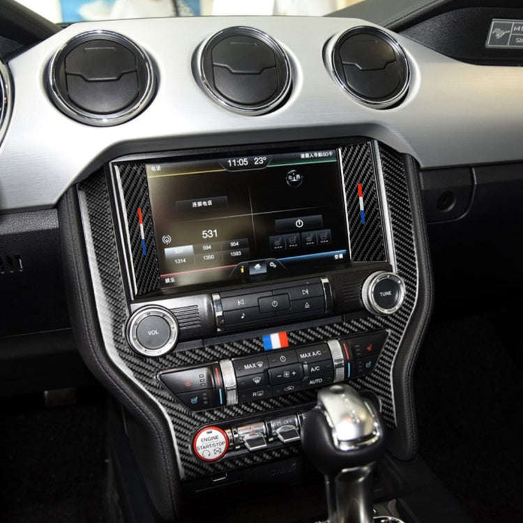 Car USA Color Carbon Fiber Central Control Panel Decorative Sticker for Ford Mustang 2015-2017, C...