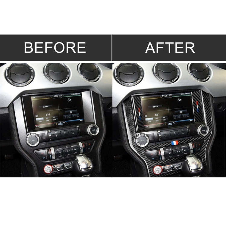 Car USA Color Carbon Fiber Central Control Panel Decorative Sticker for Ford Mustang 2015-2017, C...
