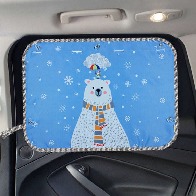 Car Large Rear Window Sunscreen Insulation Window Sunshade Cover, Size: 70*50cm, Snow Bear, Happy...