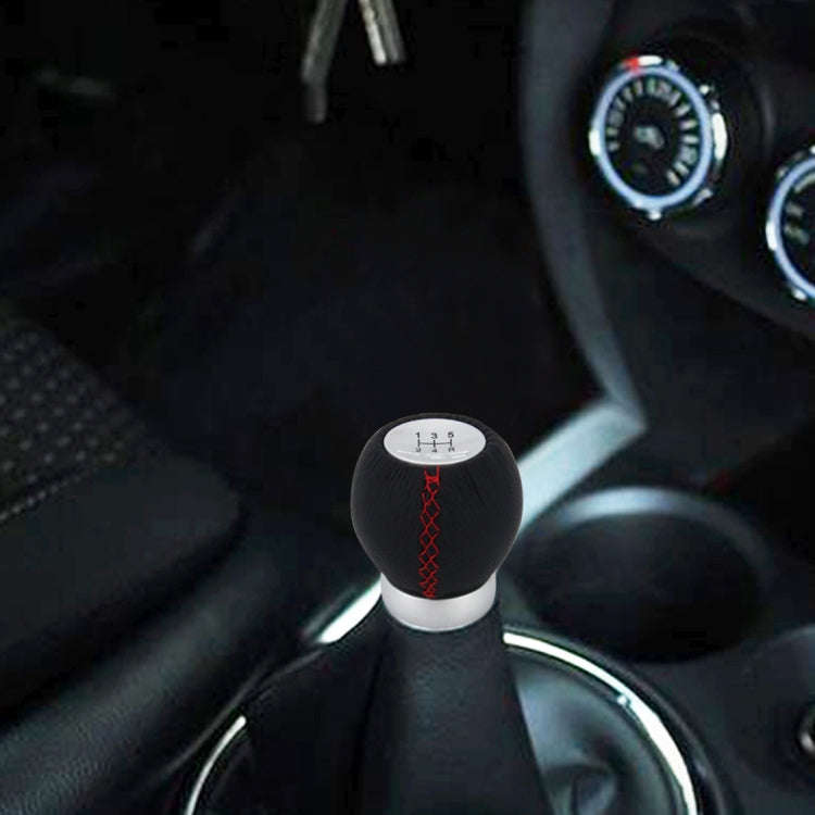 Universal Car Modified Shifter Black Leather Lever Manual 5-Speed Gear Shift Knob Adapter, 5-Speed