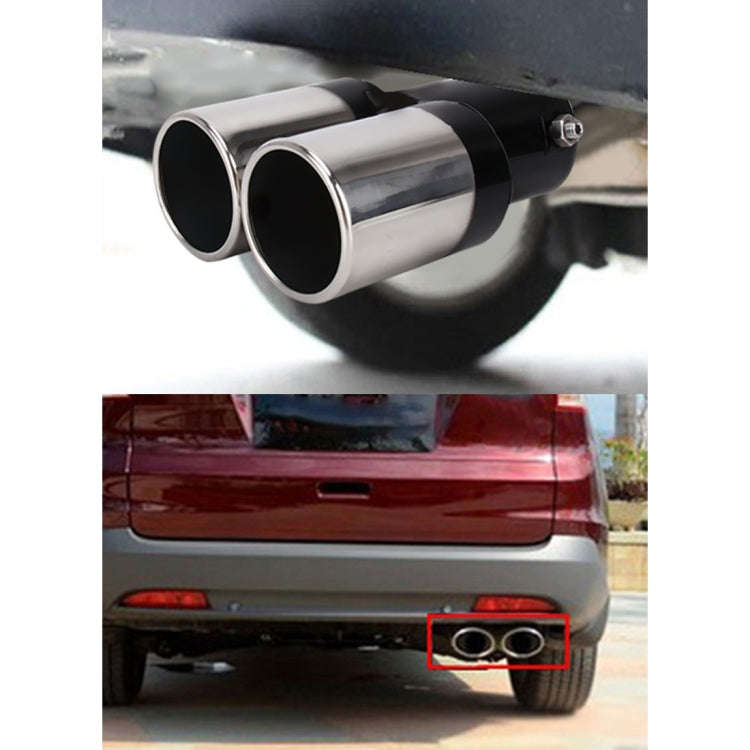 Universal Car Styling Stainless Steel Straight Double Outlets Exhaust Tail Muffler Tip Pipe, Stra...