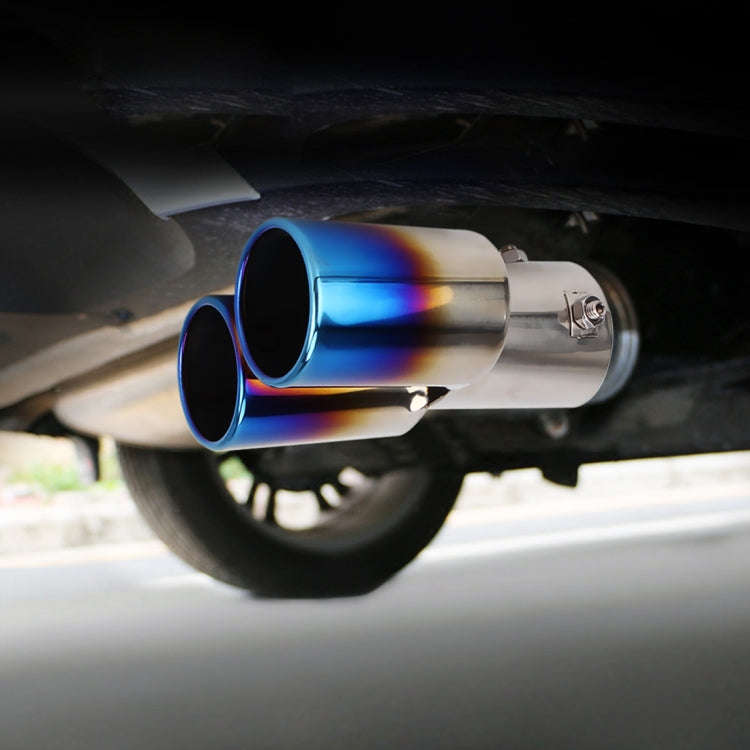 Universal Car Styling Stainless Steel Straight Double Outlets Exhaust Tail Muffler Tip Pipe, Stra...