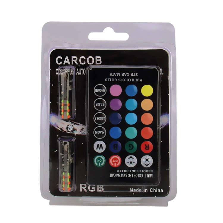 2 PCS W5W 194 T10 Multi Colors COB 12 SMD RGB LED Bulbs with Remote Control Wedge Side Lights Lic...