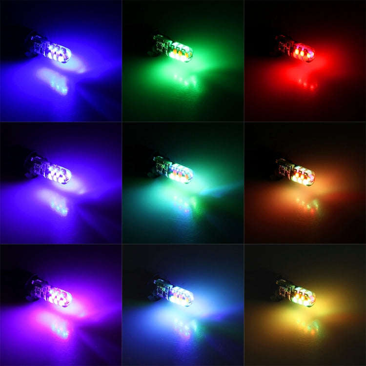2 PCS W5W 194 T10 Multi Colors COB 12 SMD RGB LED Bulbs with Remote Control Wedge Side Lights Lic...