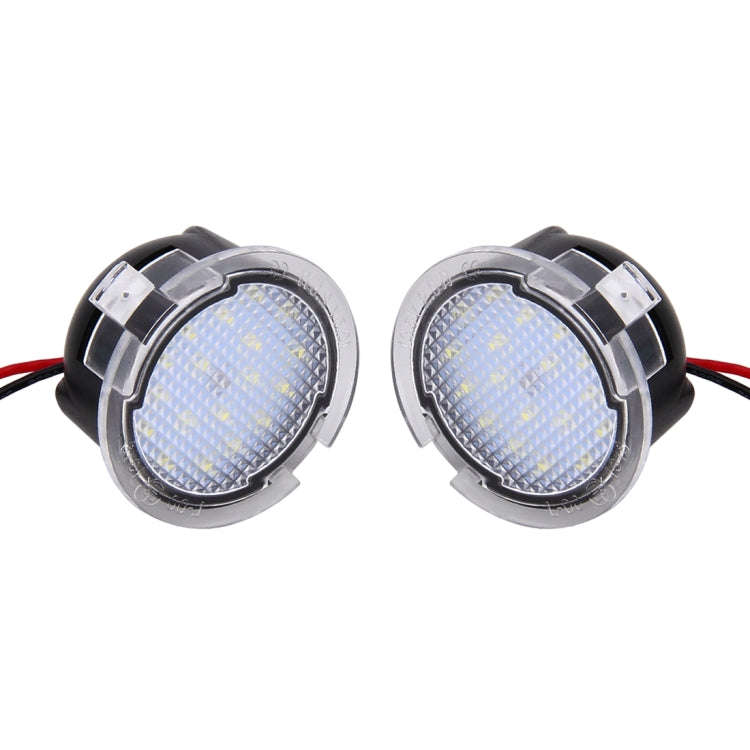 2 PCS DC 12V 2W 6000K 120LM 18-LED Side Rear View Mirror Puddle Lights Lamp for Ford 2013-2017 Ex...