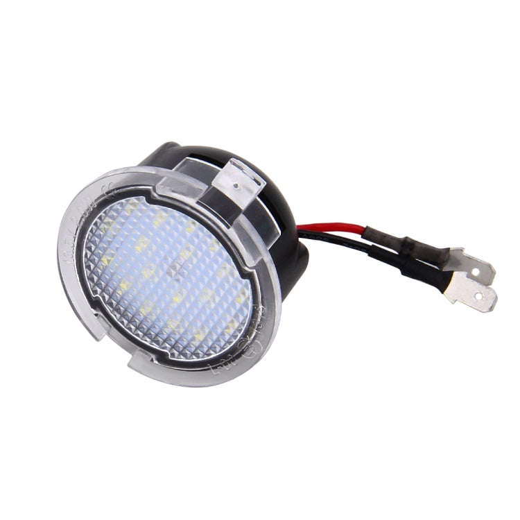 2 PCS DC 12V 2W 6000K 120LM 18-LED Side Rear View Mirror Puddle Lights Lamp for Ford 2013-2017 Ex...