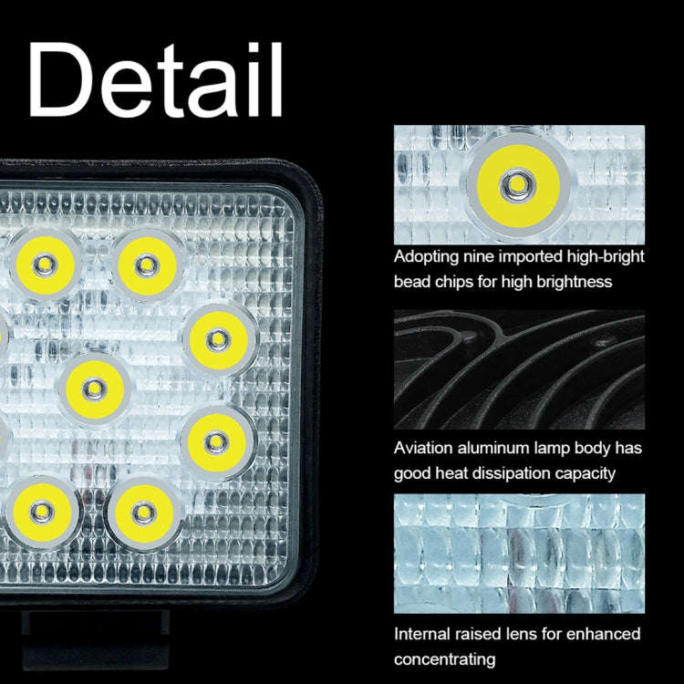 6.7W White Light Square-Shaped Waterproof Car Boat Marine Work Lights Spotlight LED Bulbs, DC 9-3...