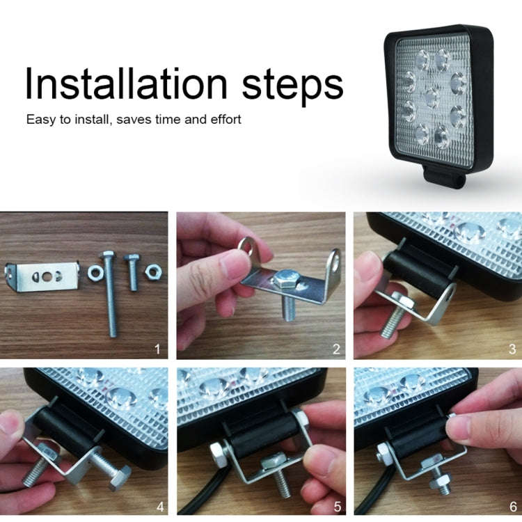 6.7W White Light Square-Shaped Waterproof Car Boat Marine Work Lights Spotlight LED Bulbs, DC 9-3...