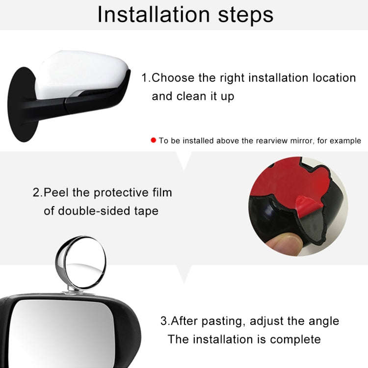 3R-044 Auxiliary Rear View Mirror Car Adjustable Blind Spot Mirror Wide Angle Auxiliary Rear View...