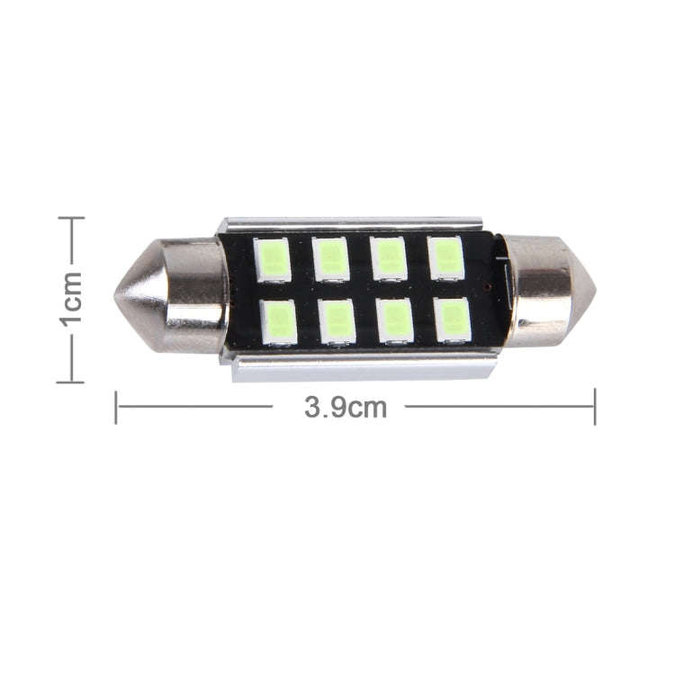 2 PCS DC 12V 2W 39MM 8 SMD-3528 LEDs Bicuspid Port Decoding Car Dome Lamp LED Reading Light, 39MM
