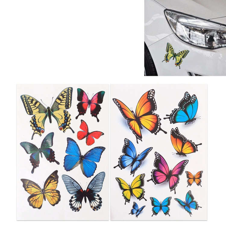 7 PCS Butterfly Shape Plastic Car Free Sticker, Butterfly