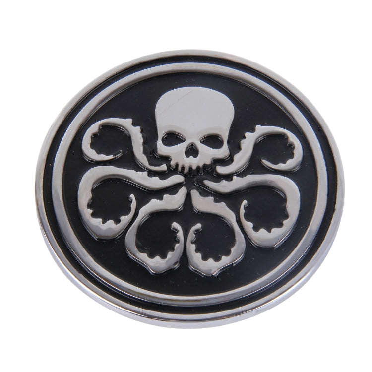 Skull Pattern Circular Shape Shining Metal Car Free Sticker, Skull 4, Circular Skull