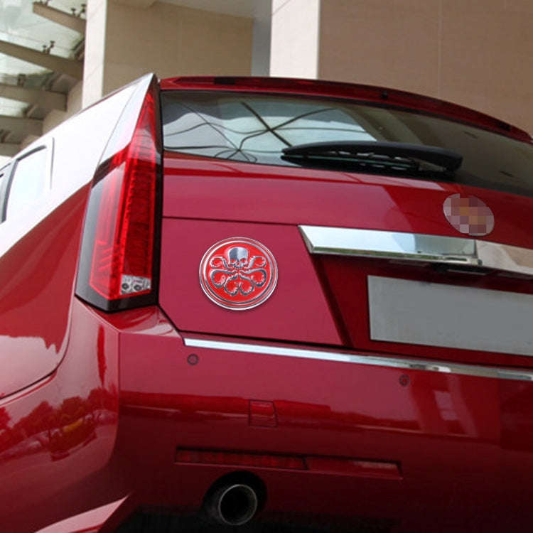 Skull Pattern Circular Shape Shining Metal Car Free Sticker, Skull 4, Circular Skull