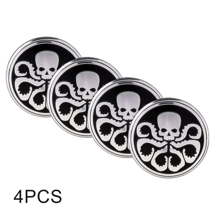 4 PCS Car-Styling Skull Pattern Wheel Hub Decorative Sticker, Diameter: 5.8cm, Skull Pattern