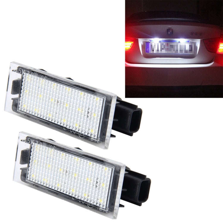 2 PCS License Plate Light with 18  SMD-3528 Lamps for Renault,2W 120LM,6000K, DC12V(White Light),...