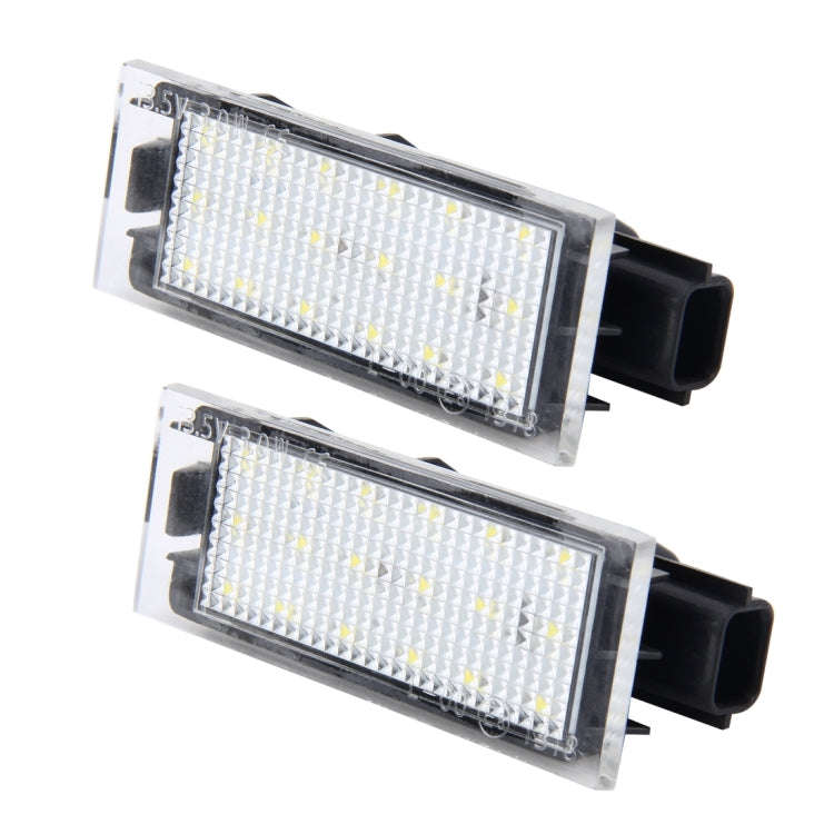 2 PCS License Plate Light with 18  SMD-3528 Lamps for Renault,2W 120LM,6000K, DC12V(White Light),...