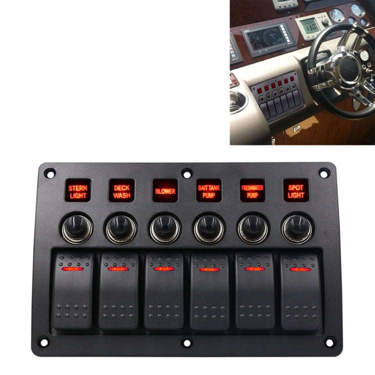 3Pin 6 Way Switches Combination Switch Panel with Light and Projector Lens for Car RV Marine Boat...