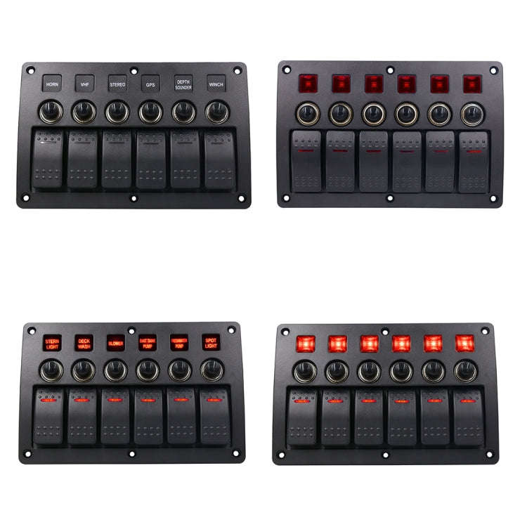 3Pin 6 Way Switches Combination Switch Panel with Light and Projector Lens for Car RV Marine Boat...