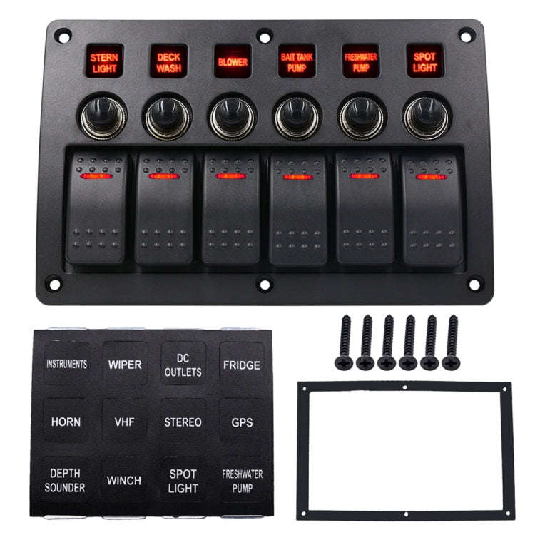 3Pin 6 Way Switches Combination Switch Panel with Light and Projector Lens for Car RV Marine Boat...