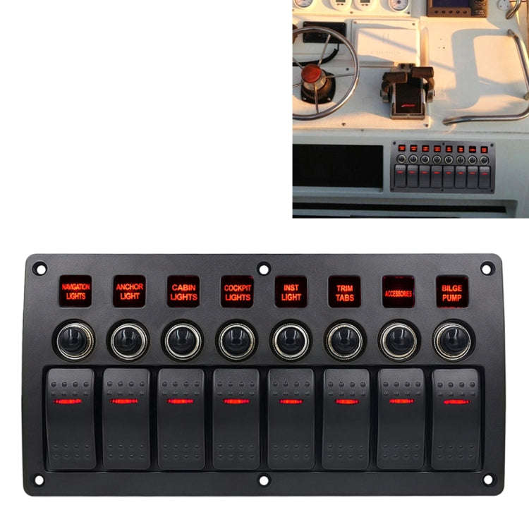 3Pin 8 Way Switches Combination Switch Panel with Light and Projector Lens for Car RV Marine Boat...