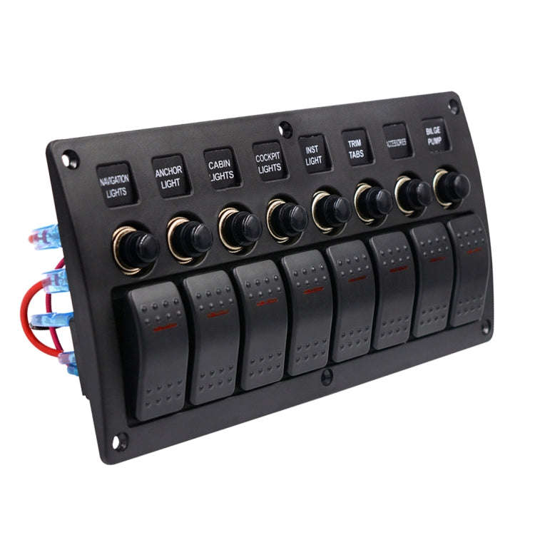 3Pin 8 Way Switches Combination Switch Panel with Light and Projector Lens for Car RV Marine Boat...