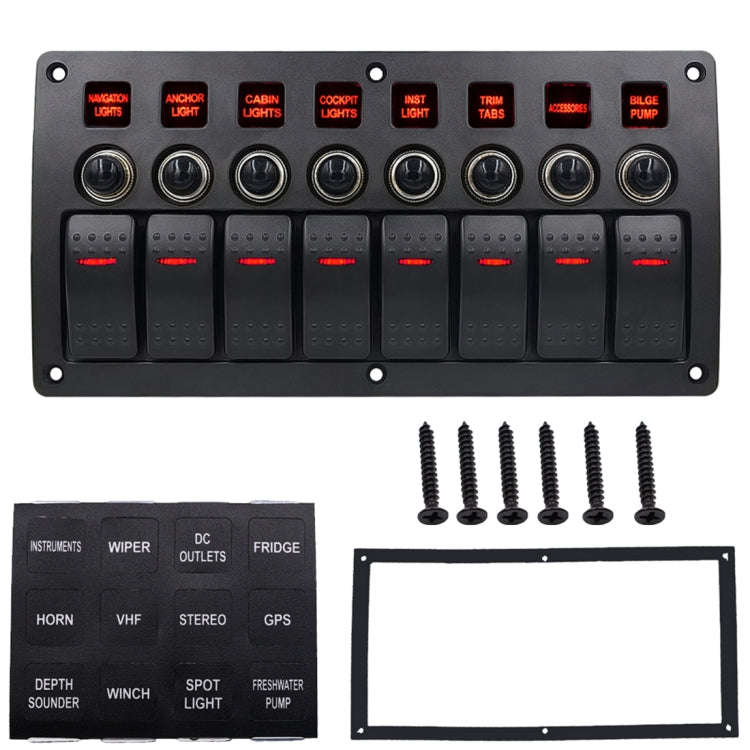 3Pin 8 Way Switches Combination Switch Panel with Light and Projector Lens for Car RV Marine Boat...