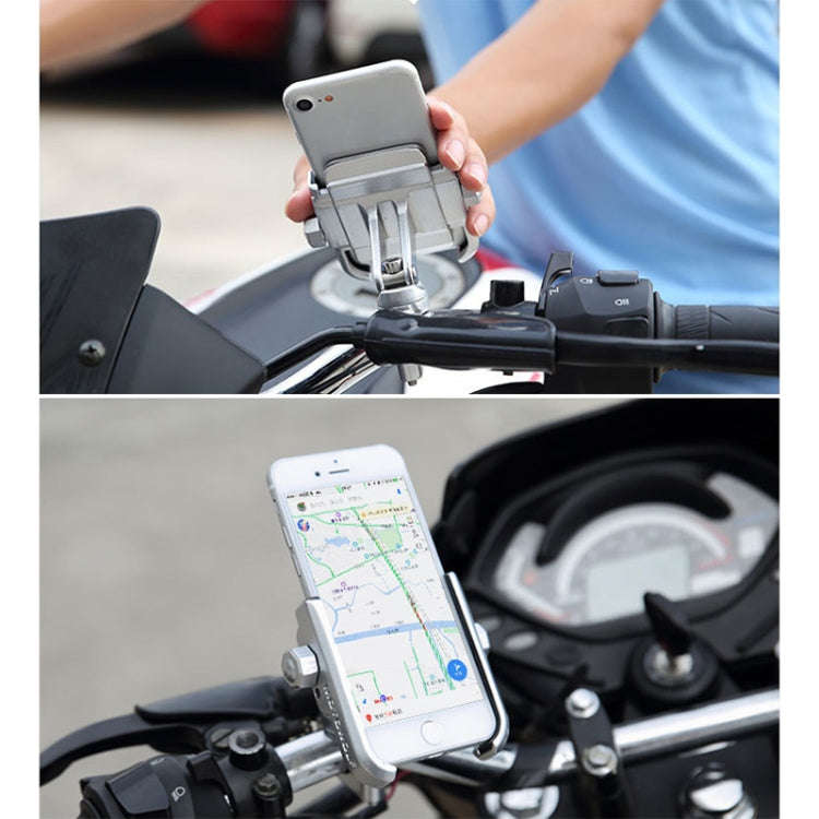 Motorcycle Handlebar Aluminum Alloy Phone Bracket, Suitable for 4-6 inch Device, Handlebar Alumin...