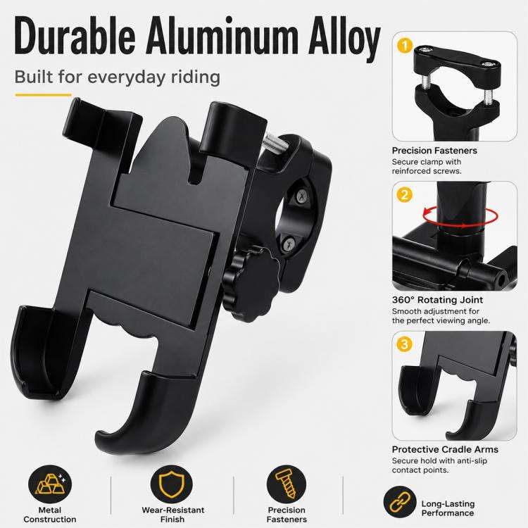 Motorcycle Handlebar Aluminum Alloy Phone Bracket, Suitable for 60-100mm Device, Handlebar Bracke...