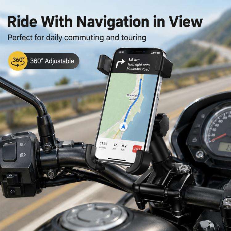 Motorcycle Handlebar Aluminum Alloy Phone Bracket, Suitable for 60-100mm Device, Handlebar Bracke...
