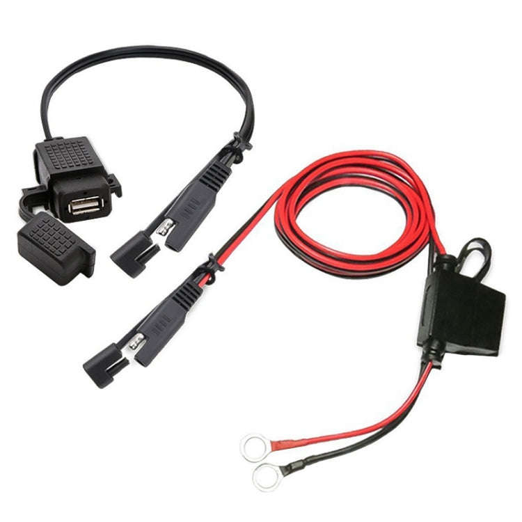 Motorcycle 5V 2.1A Waterproof USB Charger Kit SAE to USB Adapter, with Extension Harness, SAE to ...