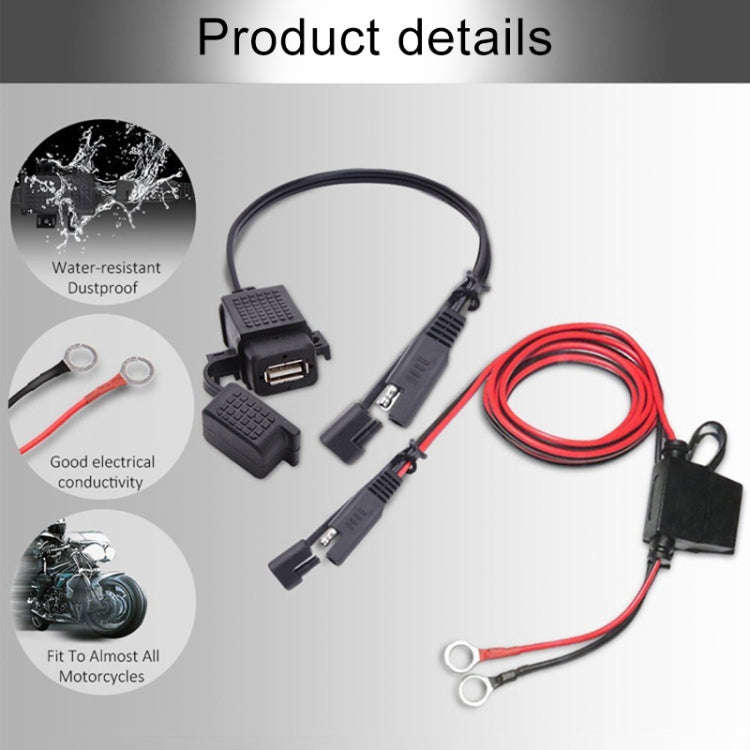 Motorcycle 5V 2.1A Waterproof USB Charger Kit SAE to USB Adapter, with Extension Harness, SAE to ...