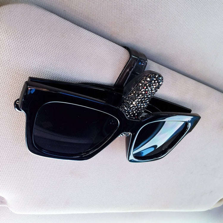 Car Mixed Color Diamond Mounted Glasses Bill Clip Holder