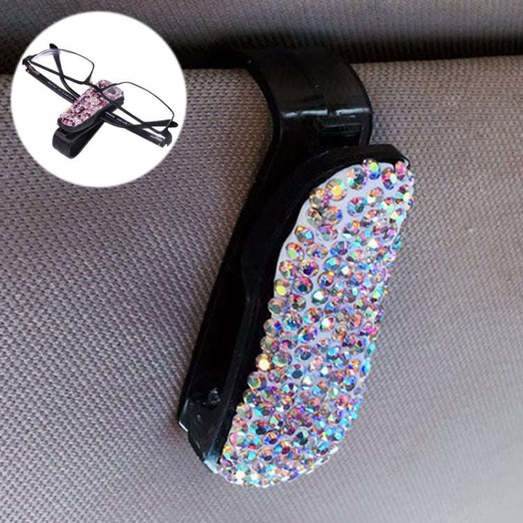 Car Mixed Color Diamond Mounted Glasses Bill Clip Holder