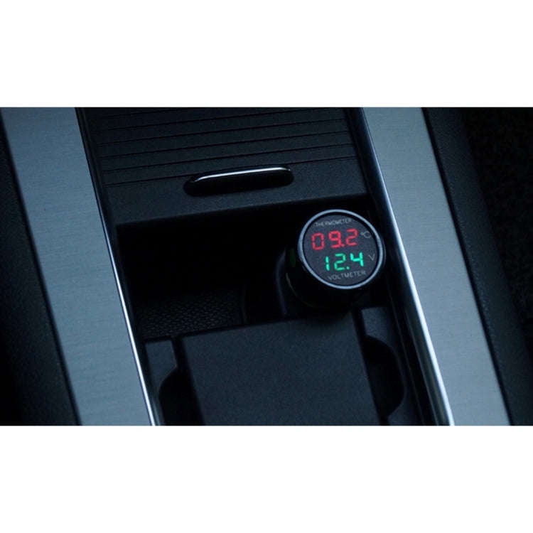 2 in 1 Universal Car Digital Voltage Meter Temperature Meter (Random Color Delivery), Without USB...