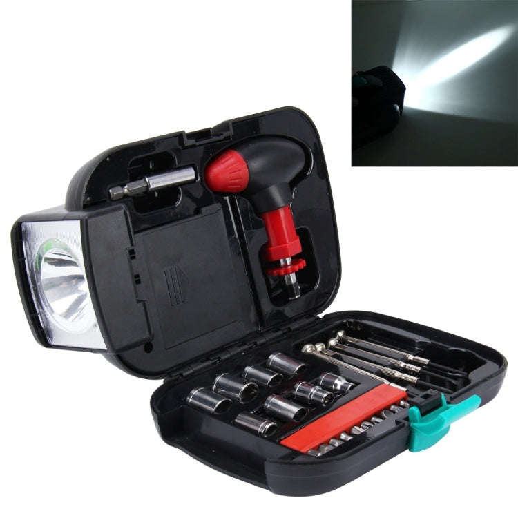24 PCS Portable Flashlight Tool Box Set - Portable Auto, Home, Emergency Tool Kit with Flashlight...