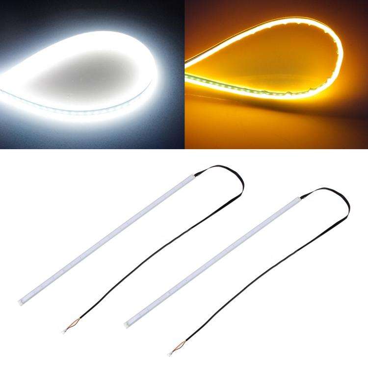 2 PCS 45cm DC12V 5W Ultra-thin Waterproof Car Auto Double Colors Turn Lights / Running Lights SMD...