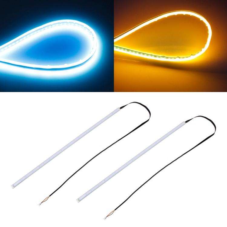 2 PCS 45cm DC12V 5W Ultra-thin Waterproof Car Auto Double Colors Turn Lights / Running Lights SMD...