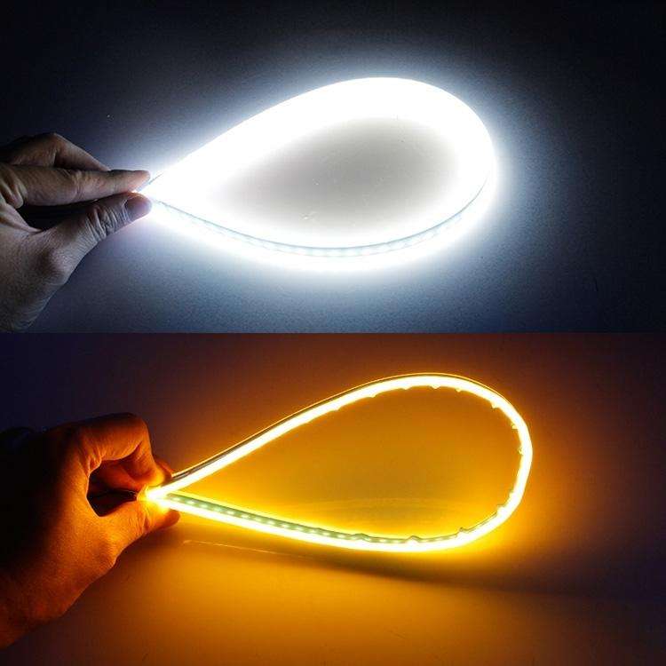 2 PCS 45cm DC12V 5W Ultra-thin Waterproof Car Auto Double Colors Turn Lights / Running Lights SMD...