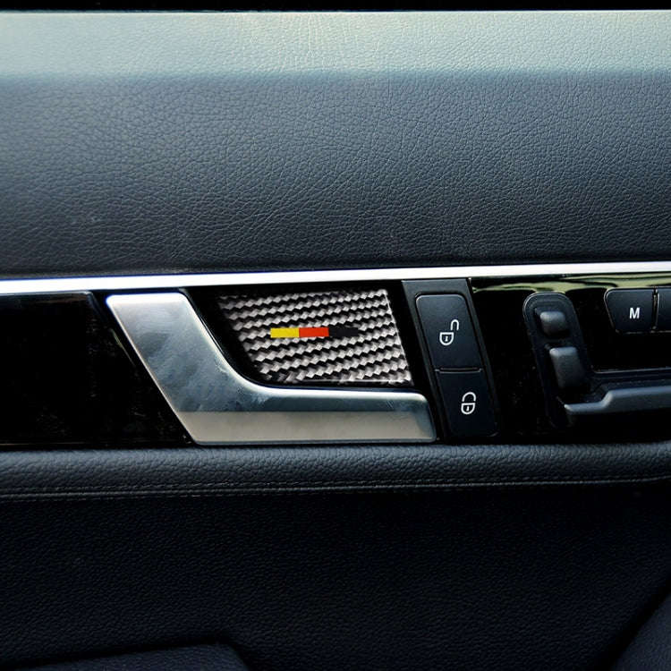 4 PCS Car German Flag Carbon Fiber Door Inner Handle Wrist Panel Decorative Sticker for Mercedes-...