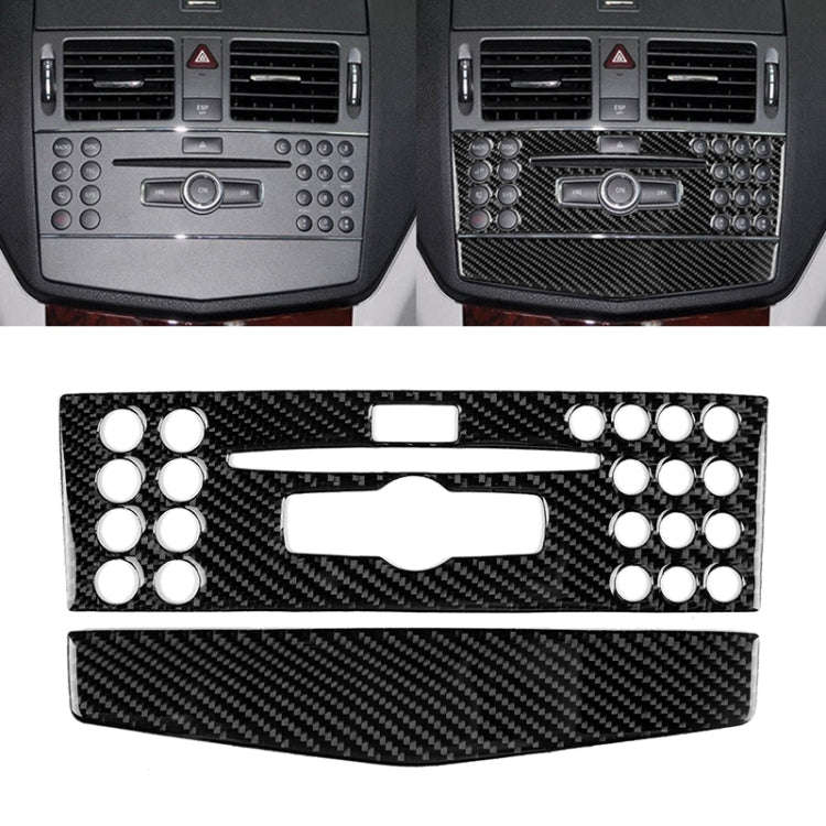Car Carbon Fiber Center Console Panel Decorative Sticker for Mercedes-Benz W204 C Class 2007-2010...