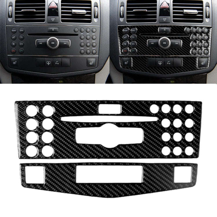 Car Carbon Fiber Center Console Panel Decorative Sticker for Mercedes-Benz W204 C Class 2007-2010...
