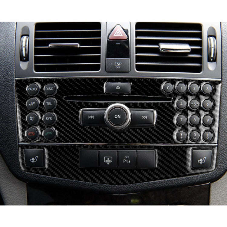 Car Carbon Fiber Center Console Panel Decorative Sticker for Mercedes-Benz W204 C Class 2007-2010...